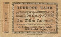 Sankt Andreasberg (heute: Braunlage) - Steckel, Willi, Sankt Andreasberger Papierfabrik AG - 10.9.1923 - 1 Million Mark