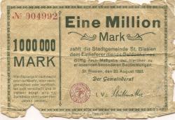 Sankt Blasien - Stadt - 23.8.1923 - 1 Million Mark