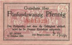 Sankt Goar - Stadt - 15.10.1920 - 25 Pfennig