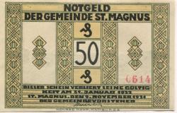 Sankt Magnus (heute: Bremen) - Gemeinde - 9.11.1921 - 31.1.1922 - 50 Pfennig