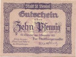 Sankt Wendel - Stadt - 1.11.1919 - 10 Pfennig