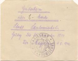 Santomischel (heute: PL-Zaniemysl) - Stadt - 1.8.1914 - 31.12.1914 - 1 Mark