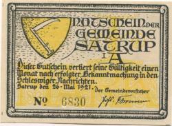 Satrup (heute: Mittelangeln) - Gemeinde - 16.5.1921 - 1 Mark