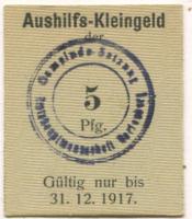 Satzung (heute: Marienberg) - Gemeinde - - 31.12.1917 - 5 Pfennig