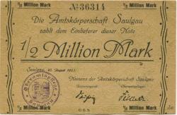 Saulgau - Amtskörperschaft - 27.8.1923 - 1/2 Million Mark