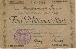 Saulgau - Amtskörperschaft - 14.9.1923 - 5 Millionen Mark