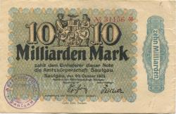 Saulgau - Amtskörperschaft - 20.10.1923 - 10 Milliarden Mark