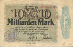 Saulgau - Amtskörperschaft - 20.10.1923 - 10 Milliarden Mark