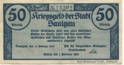 Saulgau - Stadt - 15.2.1918 - 1.2.1920 - 50 Pfennig