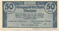 Saulgau - Stadt - 15.2.1918 - 1.2.1920 - 50 Pfennig