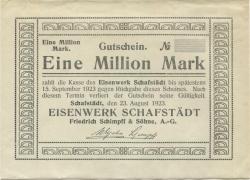 Schafstädt (heute: Lauchstädt (Bad)) - Schimpff, Friedrich, & Söhne, Eisenwerk AG - - 15.9.1923 - 1 Million Mark