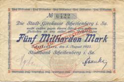 Scheibenberg - Stadtbank - 8.8.1923 - 5 Milliarden Mark