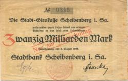 Scheibenberg - Stadtbank - 8.8.1923 - 20 Milliarden Mark