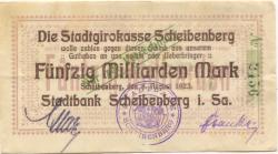 Scheibenberg - Stadtbank - 8.8.1923 - 50 Milliarden Mark