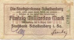 Scheibenberg - Stadtbank - 8.8.1923 - 50 Milliarden Mark