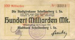 Scheibenberg - Stadtbank - 8.8.1923 - 100 Milliarden Mark