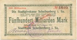 Scheibenberg - Stadtbank - 8.8.1923 - 500 Milliarden Mark