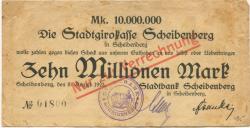 Scheibenberg - Stadtbank - 8.8.1923 - 10 Millionen Mark