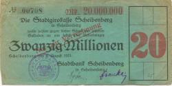 Scheibenberg - Stadtbank - 8.8.1923 - 20 Millionen Mark