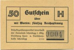 Scheidegg - Gemeinde - -- - 50 Pfennig