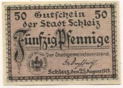 Schleiz - Stadt - 25.8.1919 - 50 Pfennig
