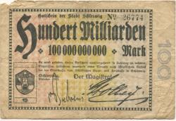 Schleswig - Stadt - Oktober 1923 - 100 Milliarden Mark 