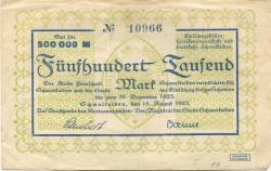 Schmalkalden - Kreis Herrschaft und Stadt - 15.8.1923 - 31.12.1923 - 500000 Mark