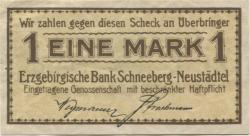 Schneeberg-Neustädtel - Erzgebirgische Bank EGmbH - -- 1 Mark