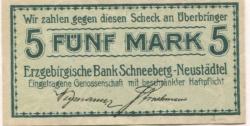 Schneeberg-Neustädtel - Erzgebirgische Bank EGmbH - -- 5 Mark