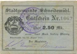 Schneidemühl (heute: PL-Pila) - Stadt - 12.8.1914 - 15.10.1914 - 2.50 Mark