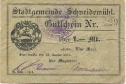 Schneidemühl (heute: PL-Pila) - Stadt - 12.8.1914 - 15.2.1915 - 1 Mark