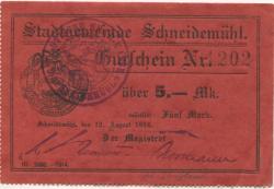 Schneidemühl (heute: PL-Pila) - Stadt - 12.8.1914 - 15.2.1915 - 5 Mark