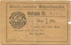 Schneidemühl (heute: PL-Pila) - Stadt - 15.11.1916 - 1.10.1917 - 1/2 Mark