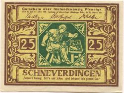Schneverdingen - Sparkasse - 25.2.1921 - Ende 1922 - 25 Pfennig