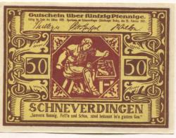 Schneverdingen - Sparkasse - 25.2.1921 - Ende 1922 - 50 Pfennig