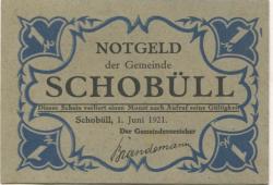 Schobüll (heute: Husum) - Gemeinde - 1.6.1921 - 1 Mark