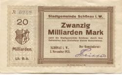 Schönau - Stadt - 3.11.1923 - 20 Milliarden Mark 