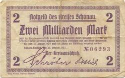 Schönau (heute: PL-Swierzawa) - Kreis - 26.10.1923 - 31.1.1924 - 2 Milliarden Mark