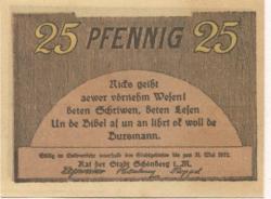 Schönberg - Stadt - - 31.5.1922 - 25 Pfennig