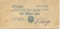 Schöneck - Stadt - 25.7.1923 - 5 Millionen Mark 