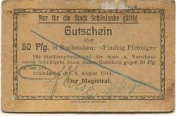Schönlanke (heute: PL-Trzcianka) - Stadt - 8.8.1914 - 50 Pfennig