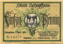 Schopfheim - Stadt - 1.4.1921 - 50 Pfennig