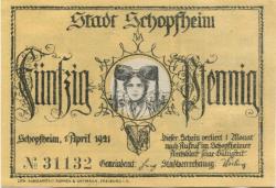 Schopfheim - Stadt - 1.4.1921 - 50 Pfennig
