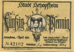 Schopfheim - Stadt - 1.4.1921 - 50 Pfennig