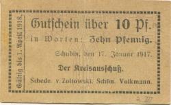 Schubin (heute: PL-Szubin) - Kreis - 17.1.1917 - 1.4.1918 - 10 Pfennig 
