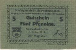 Schwabmünchen - Marktgemeinde - 1.3.1917 - 5 Pfennig 