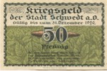 Schwedt - Stadt - - 31.12.1920 - 50 Pfennig 