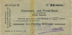 Sebnitz - Klemm, Paul, Blumenfabrik, Weberstr. 4 - 25.9.1923 - 50 Millionen Mark 