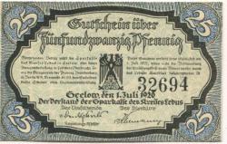Seelow - Sparkasse des Kreises Lebus - 1.7.1920 - 25 Pfennig