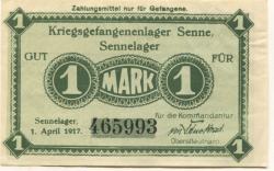 Sennelager (heute: Paderborn) - Kriegsgefangenenlager - 1.4.1917 - 1 Mark